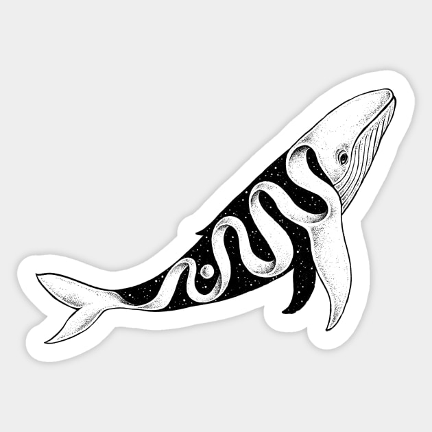 Lost in Its Own Existence (Whale) Sticker by normanduenas